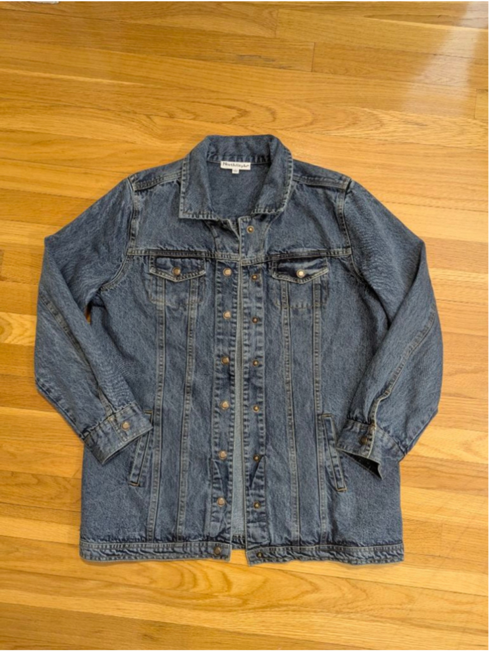 NorthStyle Denim Jean Jacket Longline Large Snap Front - Picture 12 of 12